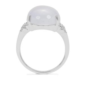Anillo de Calcedonia Turca en Plata de Ley Chapada en Rodio con Circonita Blanca de 12 Quilates, Joyería Fina Geométrica - Product Image 3