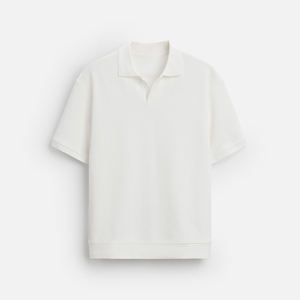 Polo de punto personalizado para hombre, patrón sólido con textura vertical, ropa informal versátil para todas las estaciones para uso diario al aire libre - Product Image 5