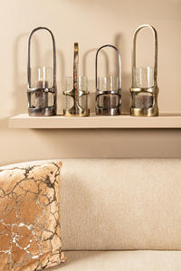 Décoration d'intérieur, cadeau, lanterne suspendue en métal moulé moderne avec verre grainé, luminaire de table, artisanat de Noël - Product Image 2