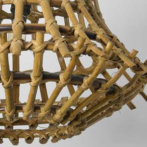 โคมไฟระย้าหวายสไตล์โมเดิร์นแบบกลางศตวรรษตกแต่งบ้านแบบคลาสสิกพร้อมโป๊ะโลหะรูประฆังทำจากไม้ไผ่ทรงกลม - Product Image 5