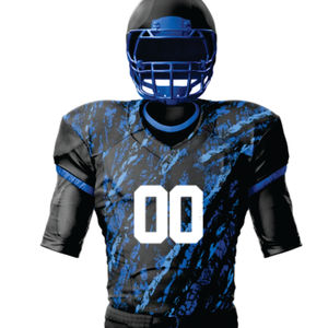 Uniforme de fútbol americano para hombres, pantalones de Jersey azul negro personalizados, ropa deportiva duradera de sarga de aparejos sublimados transpirables - Product Image 2