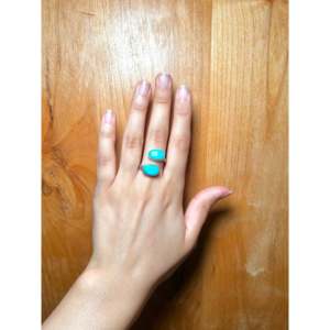 Navajo Kingman Turquoise Sterling Silver <b>Adjustable</b> <b>Ring</b> Fashionable Bezel Set Rose Gold Rhodium Plating Gift Licensed Private - Product Image 5