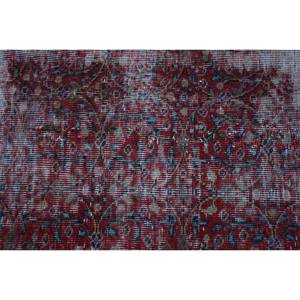 Tapis Turc Vintage Rouge Beige 3.4 X 3.4ft Grande Surface Laine Patchwork Design pour Couloir ou Chambre à coucher Latex Soutenu - Product Image 5