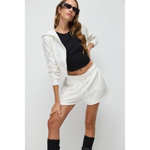Shorts décontractés pour femmes, 100% coton, Mega Merchant, coupe régulière, taille haute, fermeture à cordon, logo personnalisé disponible, XS - Product Image 1