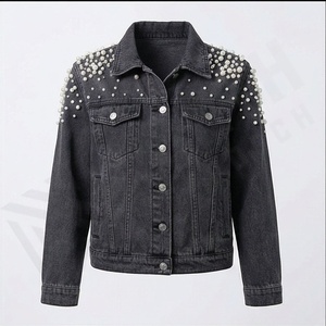 Veste en jean streetwear personnalisée pour femmes, vêtement décontracté, boutons, surdimensionnée, automne-hiver, veste en jean élégante, vêtement haut de gamme, couleur personnalisée - Product Image 1