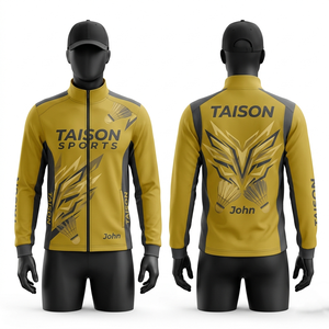 <b>Mens</b> Badminton Training Jacket 250 GSM Premium Poly Tricot Lime Yellow Contrast Panels Custom Heat Transfer Logo - Product Image 2