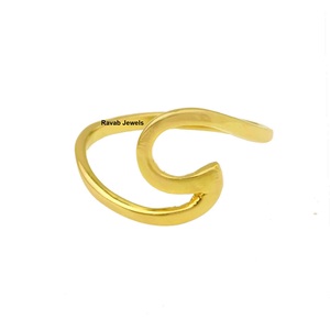 925 <b>Sterling</b> Minimalist Wave <b>Ring</b> for Women High Quality Gold Plated Plain Solid <b>Silver</b> Jewelry Trendy <b>Stacking</b> Band Party Gift - Product Image 1