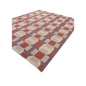 พรมขนสัตว์สีเบจน้ำตาล ADWL-13175 ทำมือ ลายเรขาคณิต สไตล์โบโฮ ทอแบบแบน สำหรับบ้าน ห้องนั่งเล่น ทางเดิน รูปทรงสี่เหลี่ยมผืนผ้า ขนาด 4 เมตร หนา 10 มม. - Product Image 2