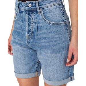 Shorts in denim blu da donna cuciti a mano, taglia 34, con orlo a pieghe, stile vintage casual, skinny, larghi, con tecnica distressed, Y2K, estivi, sexy - Product Image 3