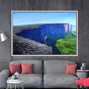 Toile imprimée pour décoration murale : scène de paysage aux ballons colorés, toile encadrée blanche - Product Image 1