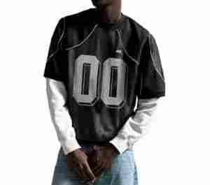 Best-Selling Custom Vintage Oversized T-Shirt American Football Wear Unisex Street Style Boxy Mesh <b>Cropped</b> Jersey Oversized Fit - Product Image 6