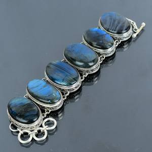 อัญมณีลาบราดอไรต์925เงินสเตอร์ลิงสร้อยข้อมือดีไซน์ทำด้วยมือคุณภาพเยี่ยมเครื่องประดับชั้นดีออกแบบได้ตามต้องการ - Product Image 6