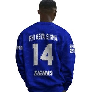 Phi Beta Sigma 1914 Fraternité Acrylique Pull En Tricot Bleu Blanc Chenille Lettres Grecques Sigma Beta Pull Vêtements - Product Image 6