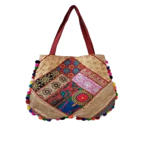 Indian Designer Hand Gemaakt Tassen Voor Boodschappentas Traditionele Eco Vriendelijke Tas Stijlvolle Contrast In Geborduurde