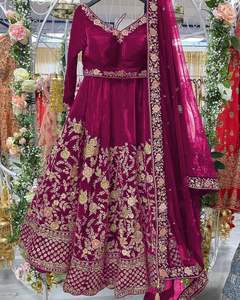 DERNIÈRE VÊTEMENTS DE MARIAGE GEORGETTE HEAVY CHINE SÉQUENCE TRAVAIL LEHENGAS AVEC TRAVAIL DUPATTA - Product Image 5