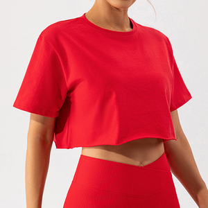 Camiseta extragrande de verano de alta calidad para mujer, camiseta de manga corta para entrenamiento de gimnasio, ropa de Yoga, camiseta de manga corta - Product Image 2