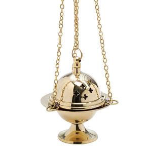 Difusor de aroma de latón multiusos Quemador de incienso Colgante Quemador de incienso de 3 cadenas Diseño cruzado Diseño elegante. - Product Image 4