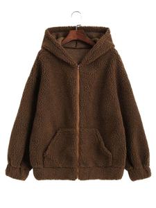 2025 élégant pull mode laine à capuche pour dames grande taille deux couleurs Option gants et mitaines à la mode - Product Image 3