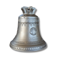 Campana Italiana de Bronce Decorada a Medida, Escultura Religiosa para Exteriores, 120 kg, 35 cm de Diámetro, Modelo para Edificio Público, Logotipo Personalizado Fundido