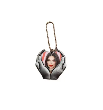 Christmas memorial blank sublimation silver metal heart in hand hanging charm Ornament
