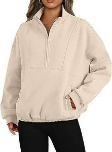 Sudadera Personalizada para Mujer con Cierre de Cremallera de un Cuarto, Informal, de Manga Larga, con Cuello Alto, Sudadera con Media Cremallera, Sudadera de Algodón con Media Cremallera - Product Image 2