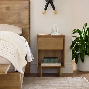 Furnitur kamar tidur desain Modern, furnitur kamar tidur bahan kayu Solid dengan laci meja samping tempat tidur, grosir tahan lama