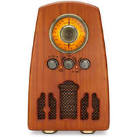 Radio AM/FM Gaya Retro dengan Bluetooth, Eksterior Kayu Ash Veneer Asli Buatan Tangan, Baterai Isi Ulang, Model VR45