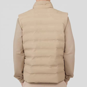 Hot Selling 2025 Winter Wear Puffer Jacket Stand Waterproof Hooded High Quality Polyester Fabric Solid Beige Color Zipper Style - Product Image 3