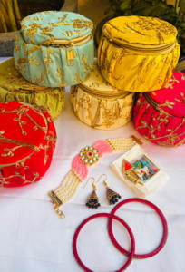 Vibrant Handcrafted Potli <b>Jewellery</b> Gift Set Embroidered Round Potli Pouches with Zipper Closure Celebrate Tradition in Style - Product Image 2