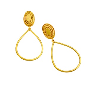 Gold Plated Drop and Dangle Stylish Handmade Earring for Women and Girls Brass Bangle <b>Jewelry</b> Resin Brass Bangle Use - Product Image 1