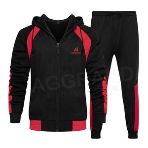 2023 nouveautés haute qualité sports d'hiver survêtements à manches longues Full-Zip Cardigan couleur contraste 100% coton respirant - Product Image 4