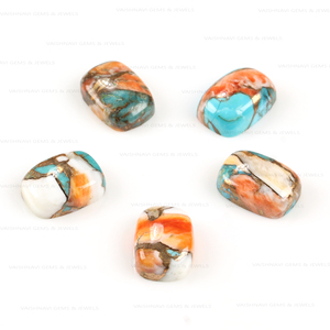 Ostra Espinosa natural cobre turquesa cuarzo 10x14mm cojín alto pulido opaco calibrado cabujón fabricación de joyas sueltas - Product Image 2