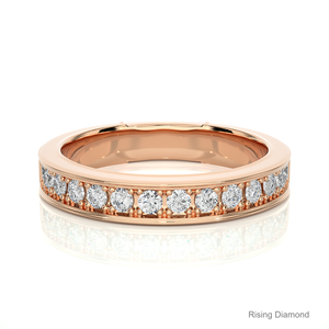 0.48 CTW Round Cut Lab Grown Diamond Half Eternity Set CVD Wedding <b>Band</b> Rose Gold Anniversary Gift <b>Rings</b> - Product Image 1