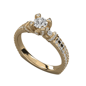 Bague solitaire de créateur en diamant rond - Product Image 3