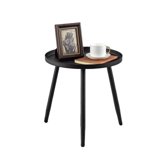 Mesa de centro de esquina de lujo moderna con base de trípode, bandeja lateral superior de Metal recubierto de negro, soporte de Base de tres patas, uso de muebles, venta - Product Image 1