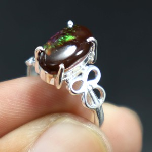 Anillo de ágata de fuego mexicano Natural de Plata de Ley 925, anillo de boda y fiesta de piedras preciosas de cabujón liso - Product Image 3
