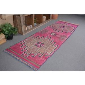 Vintage 3.1 X 9.6ft Kilim Rug in <b>Pink</b> Beige Flat Weave Turkish Decor Patchwork Pattern Latex Backing for Hallway Rectangle Decor - Product Image 1