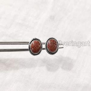 Boucles d'oreilles à clous pour femmes, pierre précieuse naturelle en pierre de soleil, boucles d'oreilles à clous bohèmes de Noël, bijoux faits à la main, boucles d'oreilles à clous en argent sterling 925 - Product Image 6