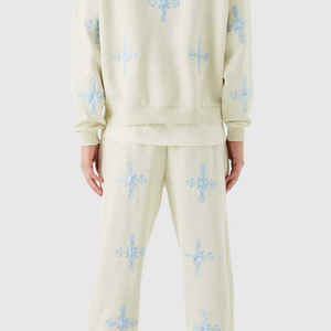 Ensemble sweat-shirt à capuche zippé et pantalon de survêtement col en O pour hommes pull surdimensionné Streetwear strass vêtements pour hommes - Product Image 4