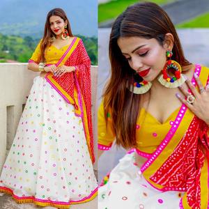 Most Trending Indian Ethnic Heavy Pure Cotton Lehenga Choli With <b>Paper</b> <b>Mirror</b> Work With Lace Border With Rayon Dupatta Wholesale - Product Image 5