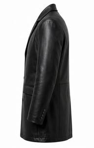 Manteau long en cuir véritable pour homme, double boutonnage, col à revers, en cuir de vache, vêtement d'extérieur pour l'hiver - Product Image 6