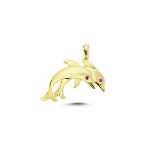 Collier à breloques en Zircon, bijoux en or 14k, vente en gros, forme de dauphin, luxe, Animal, naturel, délicat, pendentif pour femmes, Offre Spéciale - Product Image 5