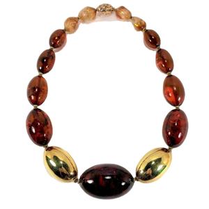 Collier fantaisie court en résine fait main de luxe, collier fantaisie à gros perles orange, collier très vendu - Product Image 1