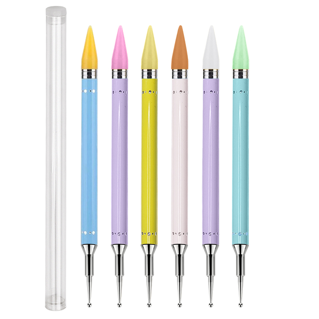 Professional Nail Dotting Pen Dural Crystal Pick up Pen Picker Diamond Painting Pen Nail Art Brush Wax Pencil for Rhinestone