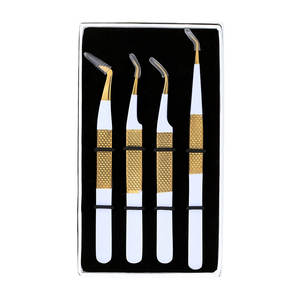 Pince à épiler professionnelle en acier durable, extension de cils noire, nouveau logo personnalisé, poignée en diamant - Product Image 4