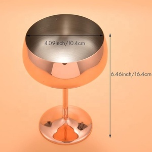 Verre à cocktail en cuivre Divris à long pied, design moderne, fait main, écologique, capacité 12/14/16 oz, pour fêtes et vin - Product Image 1