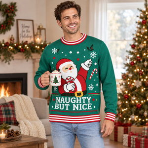 <span class=keywords><strong>Pull</strong></span> <span class=keywords><strong>de</strong></span> Noël moche pour homme FNJIA, vert, en jacquard, motif Père Noël, canne à sucre, flocon <span class=keywords><strong>de</strong></span> neige, coquin mais adorable, <span class=keywords><strong>pull</strong></span> <span class=keywords><strong>de</strong></span> fête, personnalisable OEM - Product Image 2