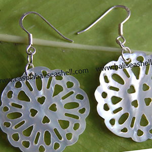 SEASHELL JEWELRY <b>Silver</b> <b>Drop</b> <b>Earrings</b> Art Carving Motif From Bali Shell for Gift - Product Image 2