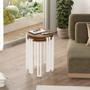 Tables d'appoint gigognes Palma noires Métal et bois Robuste Élégant et moderne Livraison gratuite vers les pays européens Table basse - Product Image 2