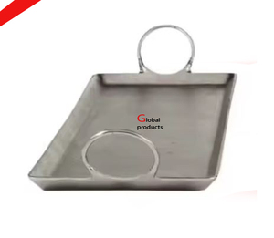 Plateau de service en acier inoxydable en métal fini argenté de première qualité avec poignée ronde pour bar-restaurant d'hôtel - Product Image 1